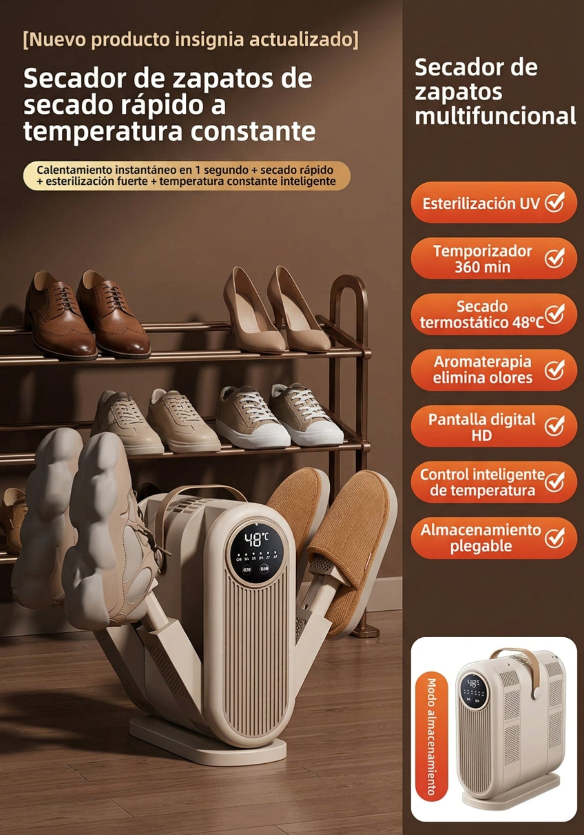 Secador de Zapatos Eléctrico, Modelos de 2 y 4 Brazos