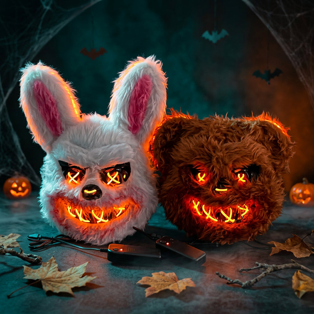 Máscara de Halloween de Conejo u Oso para Fiestas y Disfraces