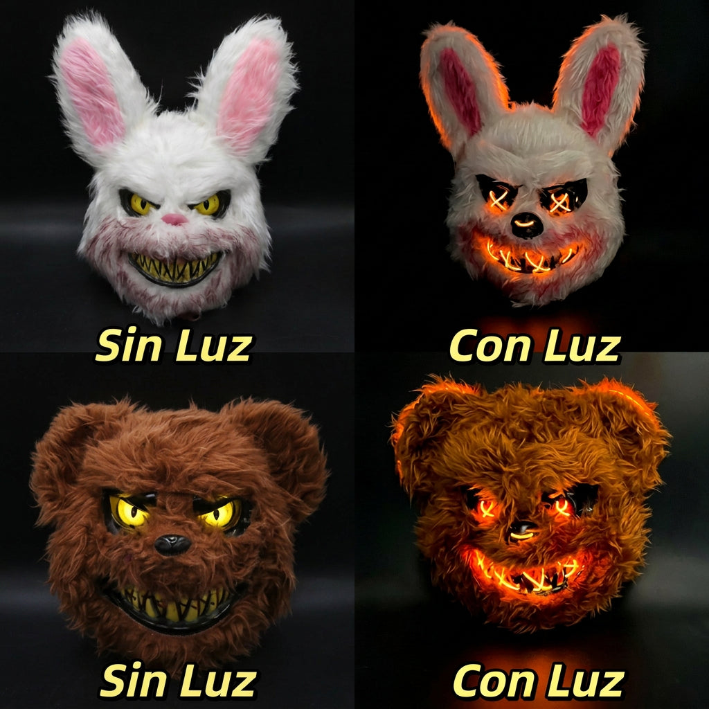 Máscara de Halloween de Conejo u Oso para Fiestas y Disfraces