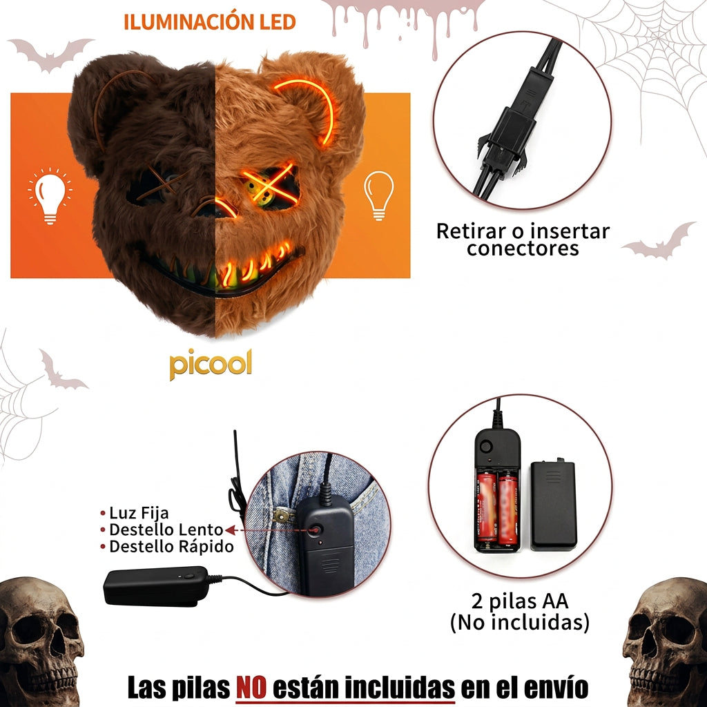 Máscara de Halloween de Conejo u Oso para Fiestas y Disfraces