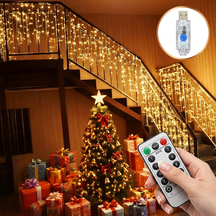 Cortina de Luces LED de Navidad con Mando